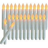 xunhuimemory Set of 24 Flamelesss LED Taper Candles with Warm Yellow Flickering Flame Light, Battery Operated Floating Candles, Handheld Electric candlesticks for Fireplace Church Party Christmas