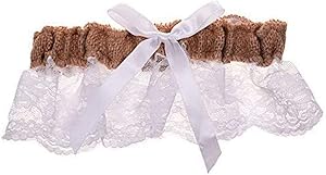 BLUECELL Burlap and White Lace Bowknot Bridal Wedding Garter