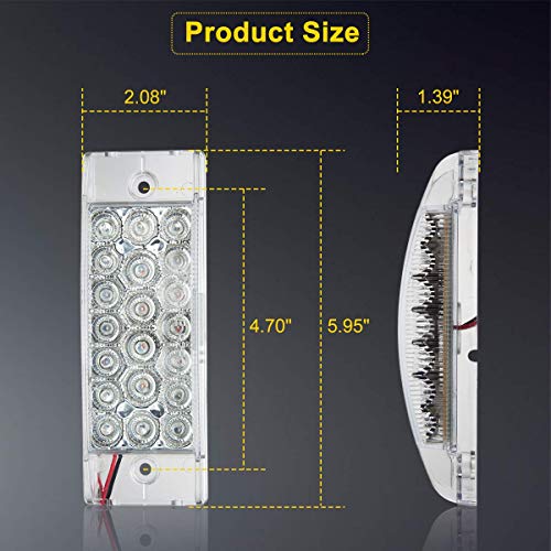 image for EXERAUO Led Amber Rectangular Side Marker Light 20LED Surface Mount Tr