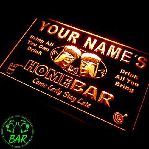 p-tm-o Name Personalized Custom Home Bar Beer Neon Light Sign Orange