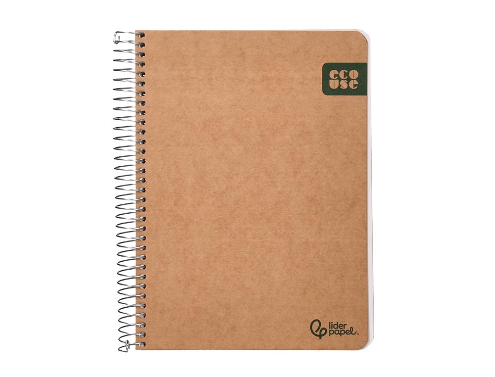 Liderpapel Spiral Notebook A5 Cardboard Cover Kraft Backed 120H Paper 100% Recycled 80 g Smooth