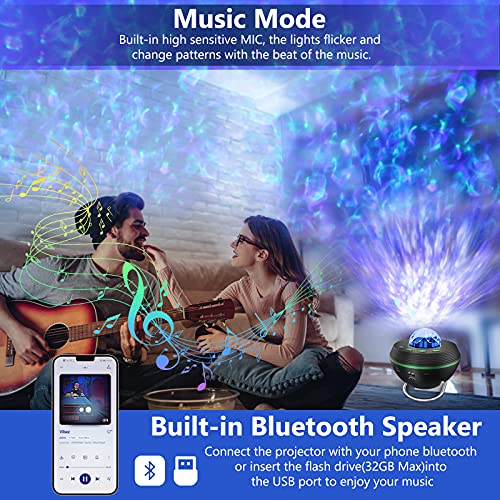 Proyector Estrellas, Tasmor Smart WiFi Alexa Proyector de Galaxia con Soporte, 10 Modos de Color Control Remoto con Temporizador, Altavoz de Música Bluetooth, Regalo de Fiesta Luz Nocturna