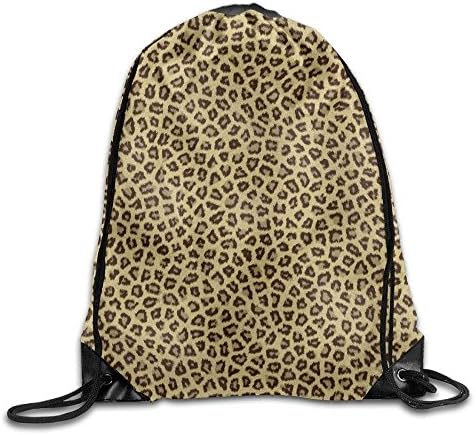 Leopard Print Gym Drawstring Backpack Unisex Portable Sack Bags