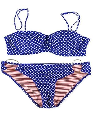 Jessica Simpson Womens Polka Dot Ring Side 2 Piece Bikini