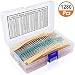1280 Pieces 64 Values Resistor Kit, 1% Assorted Resistors 1 Ohm-10M Ohm 1/4W Metal Film Resistors Assortment with Storage Box for DIY Projects and Experiments