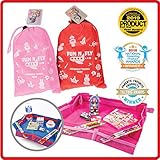 Fun N' Fly Foldable Travel Tray - Pink-Purple Portable Durable Kids, Toddler, Baby Play Space and Snack Desk for Airplane Travel by FunnFly