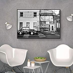 Floating Framed Canvas Wall Art for Living Room, Bedroom Black and White Building Canvas Prints for Home Decoration Ready to Hang - 16x24 inches