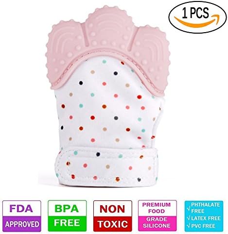 Teething Mitten, SZHSR Baby Self Soothing Teether Mitten BPA Free Teething Pain Relief Toy Wearable for Left &amp; Right Hand for Unisex 4-13 months Babies. (Pink, 1 PSC) 