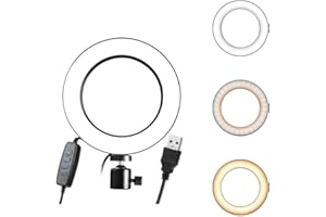 Ring Light OEBLD Dimmable with 3 Light Modes & 10 Brightness Level LED Ring Fill Lights for Phone Live Stream Makeup YouTube Shooting (A (only 6'' Ring Light))…