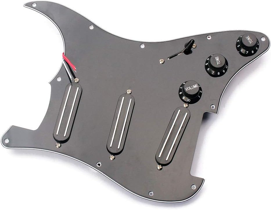 Amazon KESOTO 3プライ ギターピックガード 11穴 配線済み エレキギター用 ブラック エレキギターピックガード 楽器