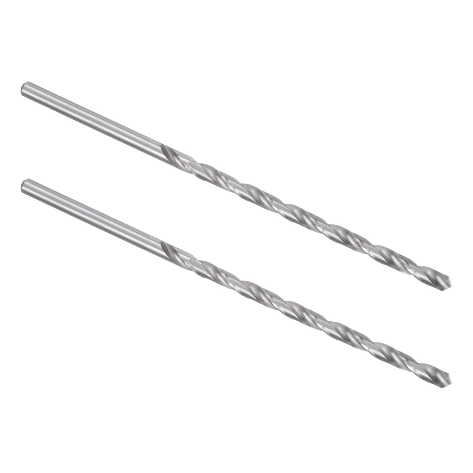 Kozelo 2PCS Twist Drill Bit - [7mm] High-Speed Steel Cobalt Round Shank Jobber Bit Set Silver Tone for Metal Wood Plastic Steel Use, 130mm / 5.12" Blade Length