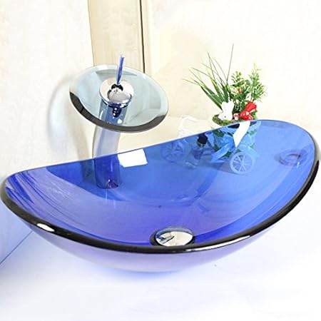 HomeLava Conjunto de Lavabo Lavabos Sobre Encimera con Grifo de Cascada