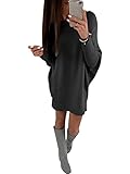 Annystore Women's Crew Neck Pullover Sweater Dress Long Sleeve Loose Knit Club Mini Dress