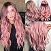 TOFAFA 22 inch Pink Hair Extensions, Colored Party Highlights Clip in Long Straight Hairpiece colorful Synthetic Hair Extensions for Kids Girls Women Halloween Cosplay Gift(10 PCS Pink)