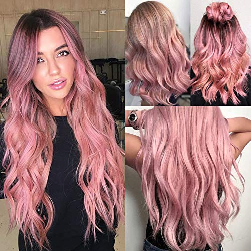 TOFAFA 22 inch Colored Hair Extensions straight Hairpiece,Multi-colors Party Highlights Clip in Synthetic Hair Extensions (10pcs Princess Pink)