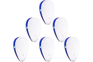 6 Packs Ultrasonic Pest Repeller, Electronic Pest Repellent Plug in Indoor for Insects, Spiders, Mices, Roaches, Mosquitoes, 