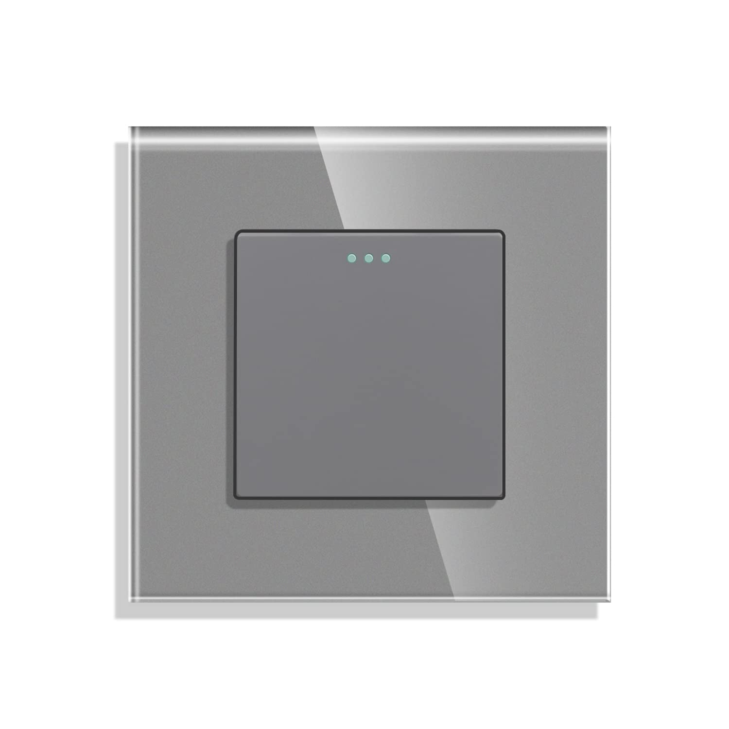 CNBINGO 2-Way Rocker Button Light Switch, Glass Panel Wall Switch