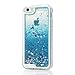 MOLLYCOOCLE iPhone SE Case, iPhone 5 5S Case, 3D Liquid Bling Sparkle Glitter Clear TPU Shell Quicksand Cute Star Fashion Creative for Girls Flowing Protective Cover for iPhone SE/5/5S - Blue