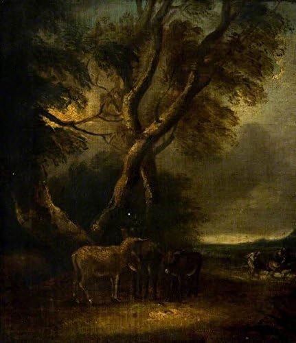 Cutler Miles Donkeys In A Storm by Thomas Gainsborough Hand Painted Oil on Canvas Reproduction Wall Art. 27x30