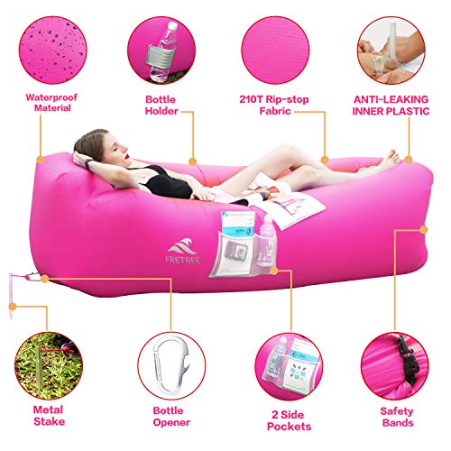 FRETREE Inflatable Lounger Air Sofa Hammock - Portable Anti-Air Leaking & Waterproof Pouch Couch and Beach Chair Camping Accessories for Parties, Travel, Camping, Picnics, Pool,Red - Thumbnail 3