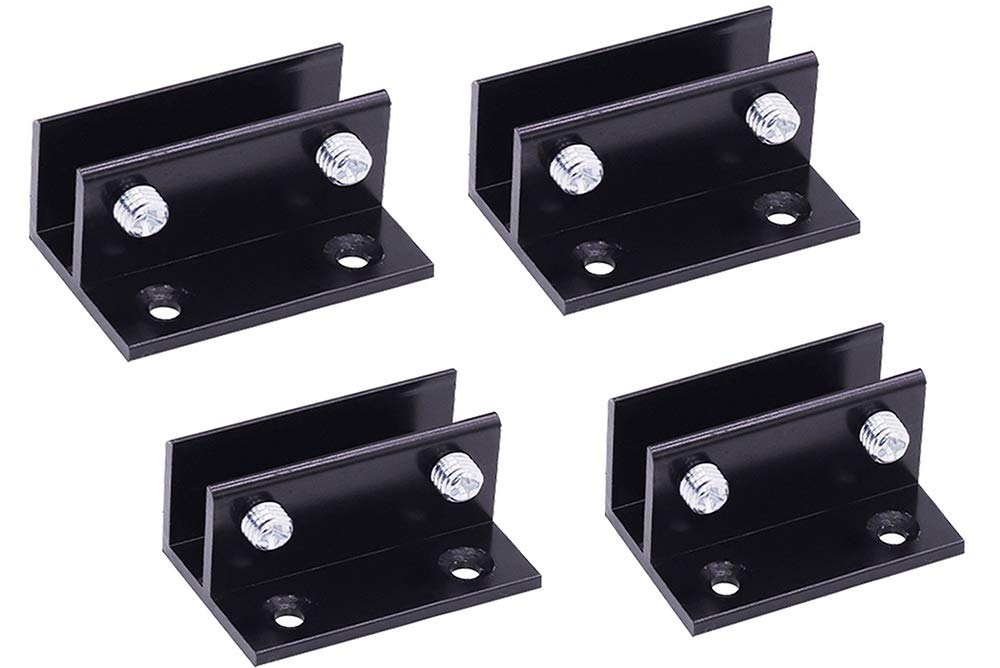 4pcs Adjustable Glass Clamp Holders, Black 90 Degrees Space Aluminum Glass Corner Angle Connect Clamp Brackets, Suits 10-12mm Thickness
