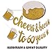 Cheers & Beers to 60 Years Gold Glitter Banner for 60th Birthday Wedding Anniversary Party Decorations Pre Strung & Ready To Hang
