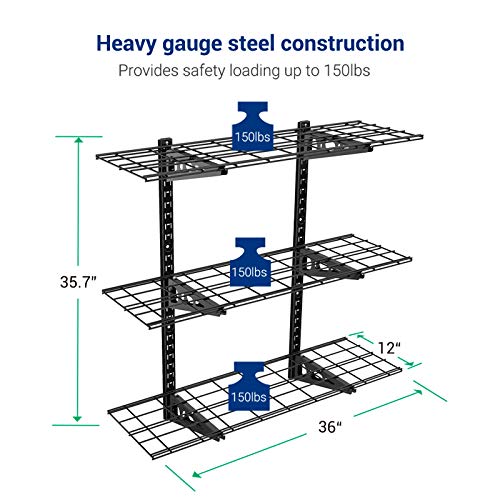 FLEXIMOUNTS 3Tier 1x3ft Garage Storage Wall Shelving 12inchby36