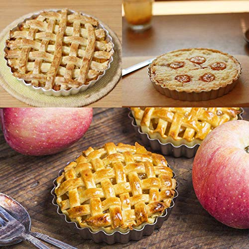 3 Pack(6, 8, 9 inch) Pie Pans Non-Stick Removable Bottom Tart Quiche Pan with Removable Base - Thumbnail 5