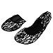 Women's Foldable Portable Travel Ballet Flat Fold up Shoes Comfortable Party Roll up Shoes w/Matching Carrying Bag (M(Women Size 6.5-7.5), Black lace)