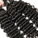 DAIMER 3 Bundles Peruvian Deep Wave Virgin Hair Extensions 10A Peruvian Human Hair Weave Cheap Peruvian Curly Virgin Hair Can be Dyed and Bleached (10 12 14)