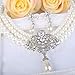 EleQueen Women's Silver-Tone Simulated Pearl Crystal Victorian Style Flower Ivory Color