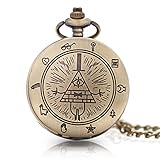 1 x Vintage Bill Cipher Pocket Watch Necklace Pendants Quartz Vintage Pocket Watch with Chain for Men Women Gift