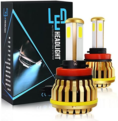 Treedeng H11(H8 H9) LED Headlight Bulbs,4 Side LED bulbs, Extremely Bright COB LED Chip, 60W 7200LM 6000K, Turbo Heat Dissipation, 2 Year Warranty