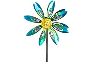 VEWOSTAR Garden Decor Wind Spinners Outdoor Small Wind Spinner for Yard and Garden Metal Peacock Waterproof Wind Sculpture&Spinners(8.9" W * 37.8" H)