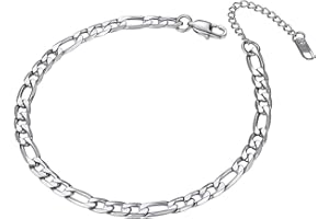 Cuban Link/Figaro/Wheat Chain Anklets for Women Stainless Steel/18K Gold Plated Ankle Bracelets Foot Jewelry