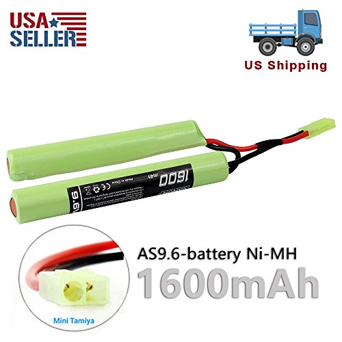 VANON 1600mAh 9.6V, NiMH Butterfly Battery for airsoft guns, AEG / NunChuck Battery with Mini Tamiya Connector (1-Pack)