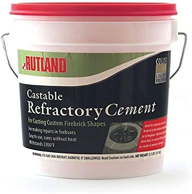Rutland Fireplace Maintenance Products Refractory Cement Castable 2 Buckets of 12 1/2 LBS Buff FCP600