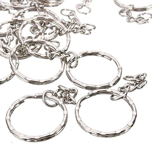 image for BephaMart 50Pcs 55mm Keyring Blanks Silver Tone Keychain Key Fob Split