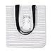 Caixia Women's Black Stripe Lazy Cat Print Canvas Tote Bag Beige