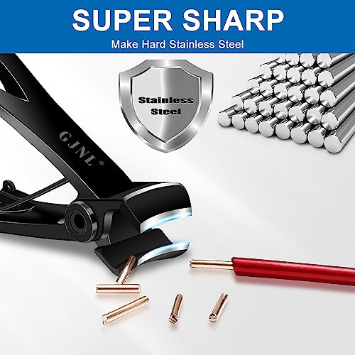 Nail Clippers for Men Thick Nails - 16mm Sharp Wide Jaw Opening Toenail Clippers for Seniors Thick Nails Cutter, Black