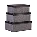 Creative Scents Storage Box Set, 3-Pcs, Fabric Lidded Shelf-Storage Bin Closet Organizer Box-Basket with Black & White Herringbone Design Pattern -Unique Gift Idea, Stylish Decor, Large/Medium/Small