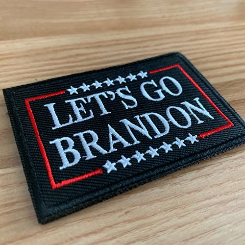 TACVEL 2 Pieces Lets Go Brandon Funny Patch, Embroidered Applique Hook & Loop Patch for Caps, Backpacks, Clothes, Vest, Military Uniforms, Tactical Gears Etc