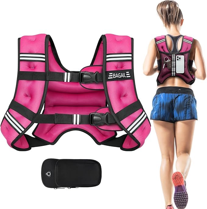 BAGAIL Gewichtsweste für Krafttraining, Brustgröße Verstellbar, Praktische Tasche, mit Eisensand Gefüllte, Ideal für Fitnessstudio-Workouts, Yoga-Trai