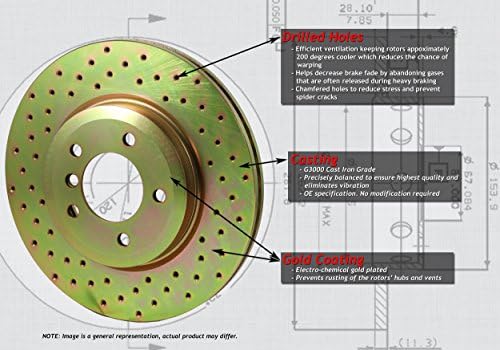 Brakenetic Sport Cross Drilled Brake Disc Rotors [ISF] BNS44163.CD [REAR SET]