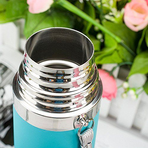 Gearmax 500ml Isolierflasche Thermosflasche Baby Kinder Trinkflasche Thermoskanne Wasserflasche Sportflasche Doppelwandig Edelstahl Tier Vakuumflasche mit Lanyard - Blau – Bild 6