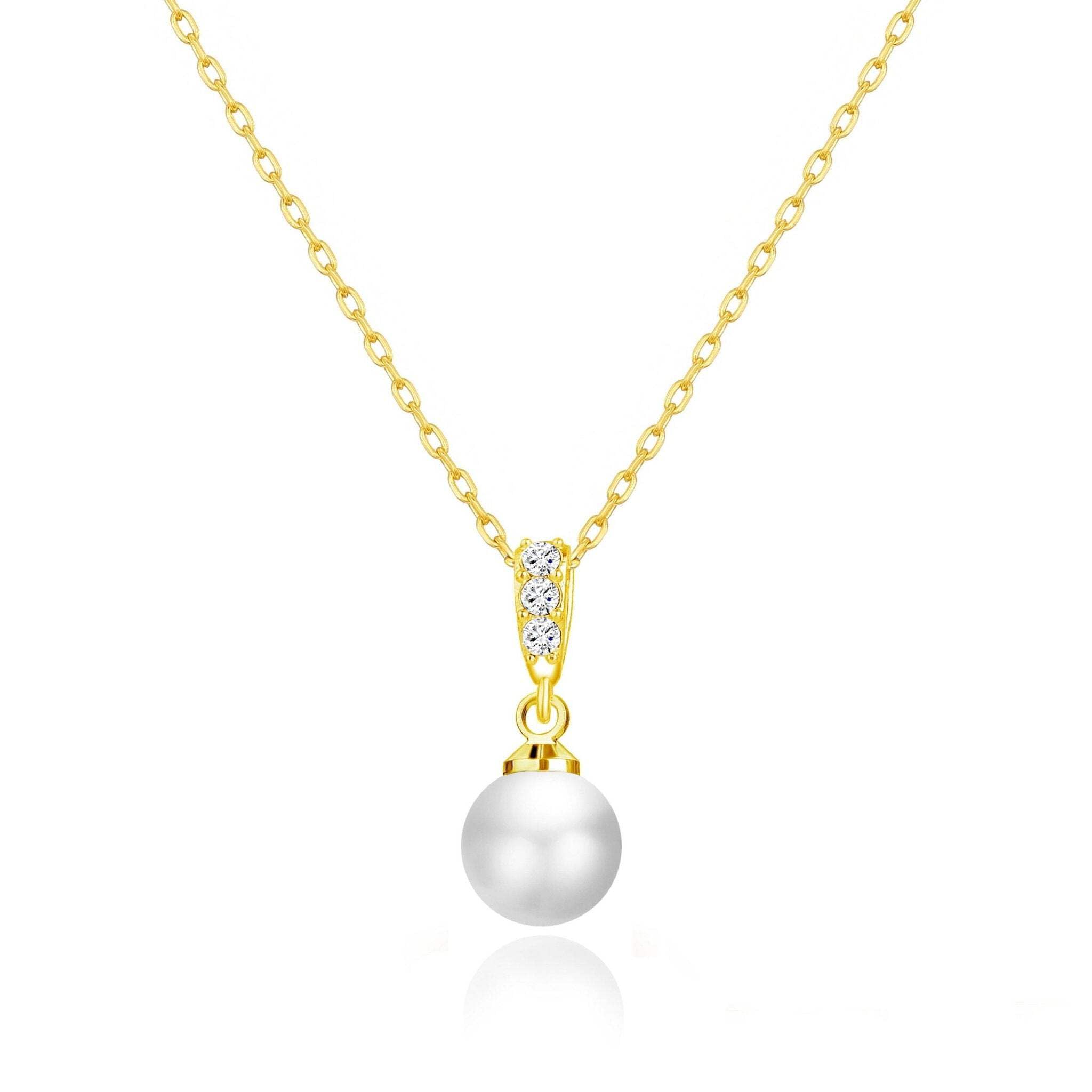 Philip Jones 18k Gold Plated Pearl Drop Necklace Created with Zircondia® Crystals