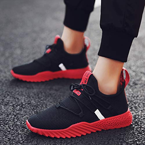 Men's Leisure Lace up Mesh Breathable Athletic Tennis Sneakers Casual Slip-on Running Walking Gym Outdoor Sport Shoes Red