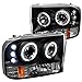 Spec-D Tuning 2LHP-F25099JM-TM Ford F250 Led Dual Halo Black Projector Head Lights