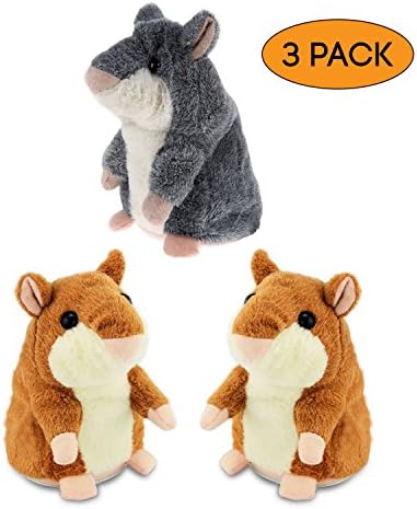 3PCS TALKING HAMSTER REPEATS WHAT YOU SAY ELECTRONIC PET TALKING PLUSH TOY BUDDY MOUSE FOR KIDS, 3 X 5.7 INCHES, BATTERIES NOT INCLUDED