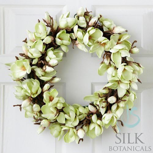 Jane Seymour Botanicals Tulip Magnolia Wreath, 24-Inch, Light Green